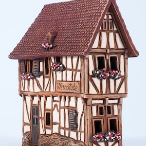 Bougeoir photophore pour maison en céramique Midene Décoration d'intérieur Réplique de maison miniature à collectionner de la maison historique à Bernkastel-Kues R255 image 2