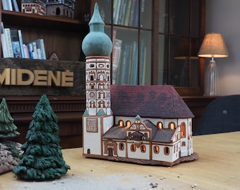 Ceramic Tealight Holder - Collectible Miniature Replica of Andechs Monastery in Bavaria