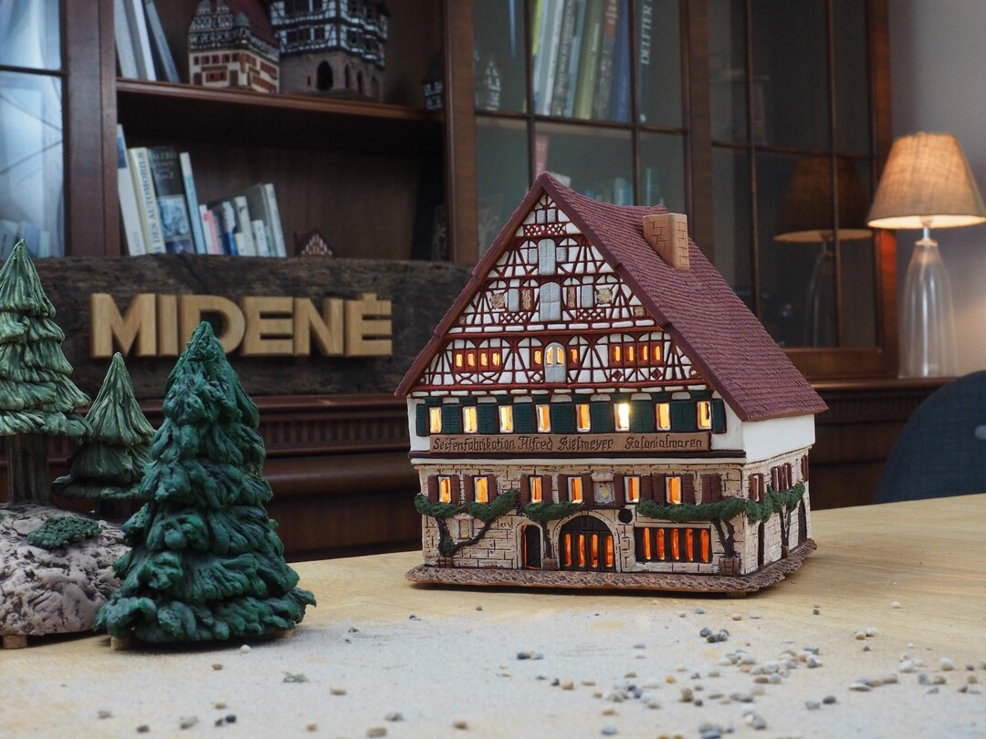 Midene Ceramic House Tea Light Candle Holder Handmade Collectible
