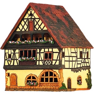 Midene Ceramic house Tea light Candle Holder Home decor Collectible miniature house of the historic house in Kaysersberg D315 Tiny House