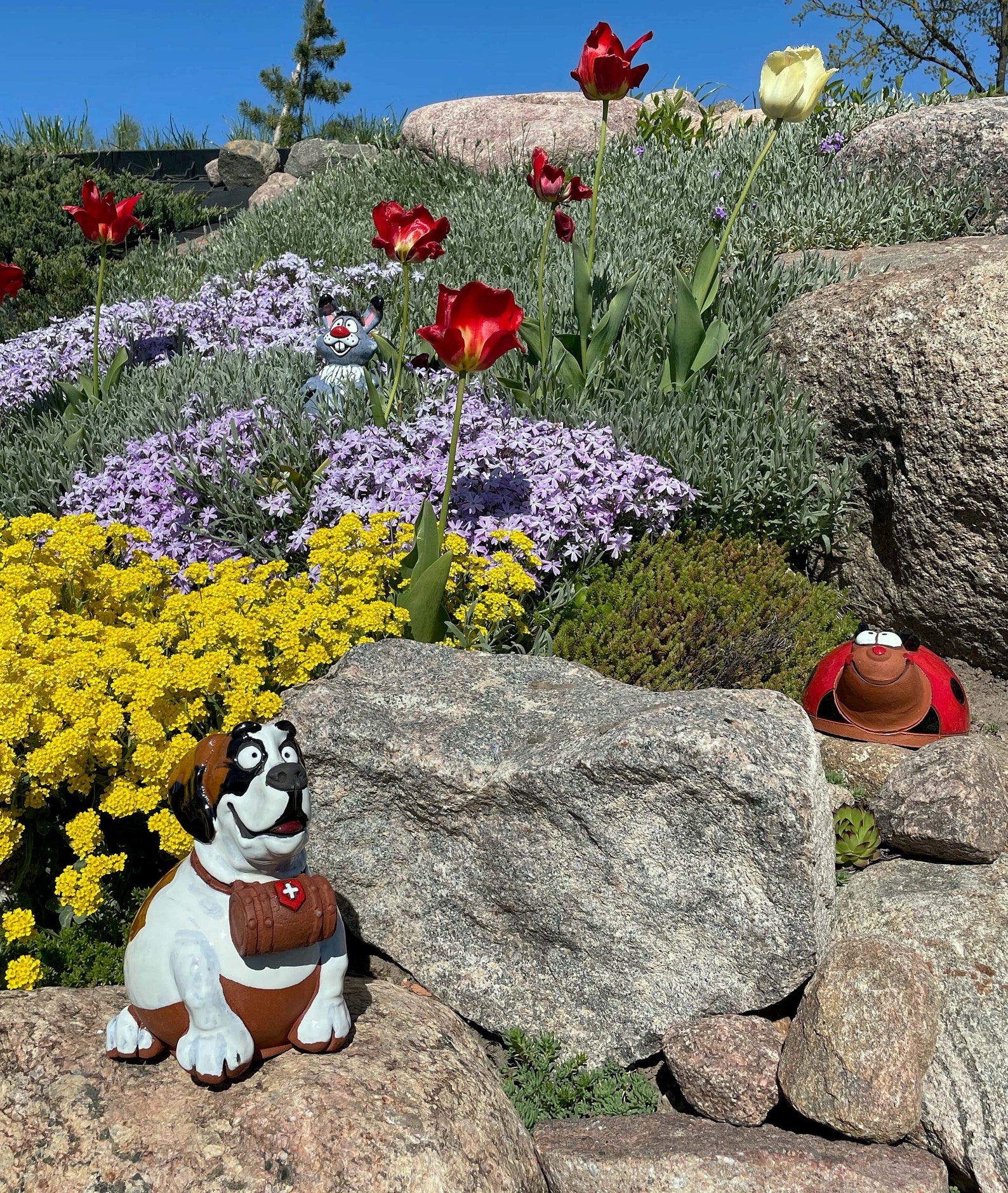 Ceramic Garden Dog Yard Decor Garden Decor Dog With Stake Etsy