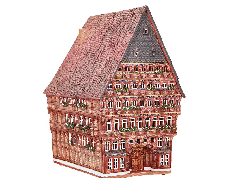 Midene Ceramic house Tea light Candle Holder Home decor miniature house replica of the house of Knochenhaueramt Hildesheim F218 Tiny House