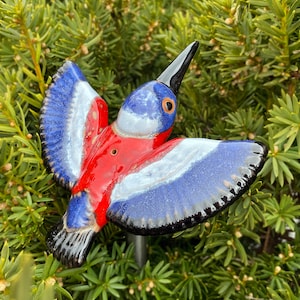 Garden decor bird lawn Stake ceramic bird handmade garden stake Outdoor decor Frostproof Handmade Hand painted Midene
