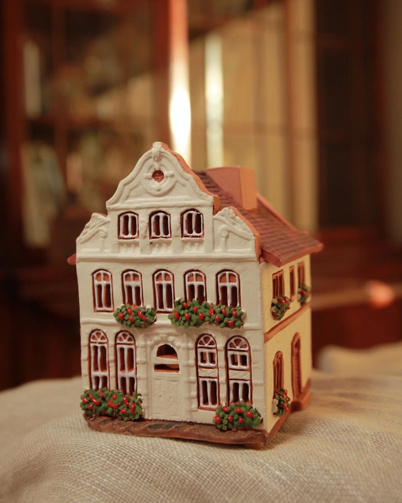 Handcrafted Ceramic Tealight Holder - Collectible Miniature of Historic Buddenbrook House in Lübeck, Germany image 2