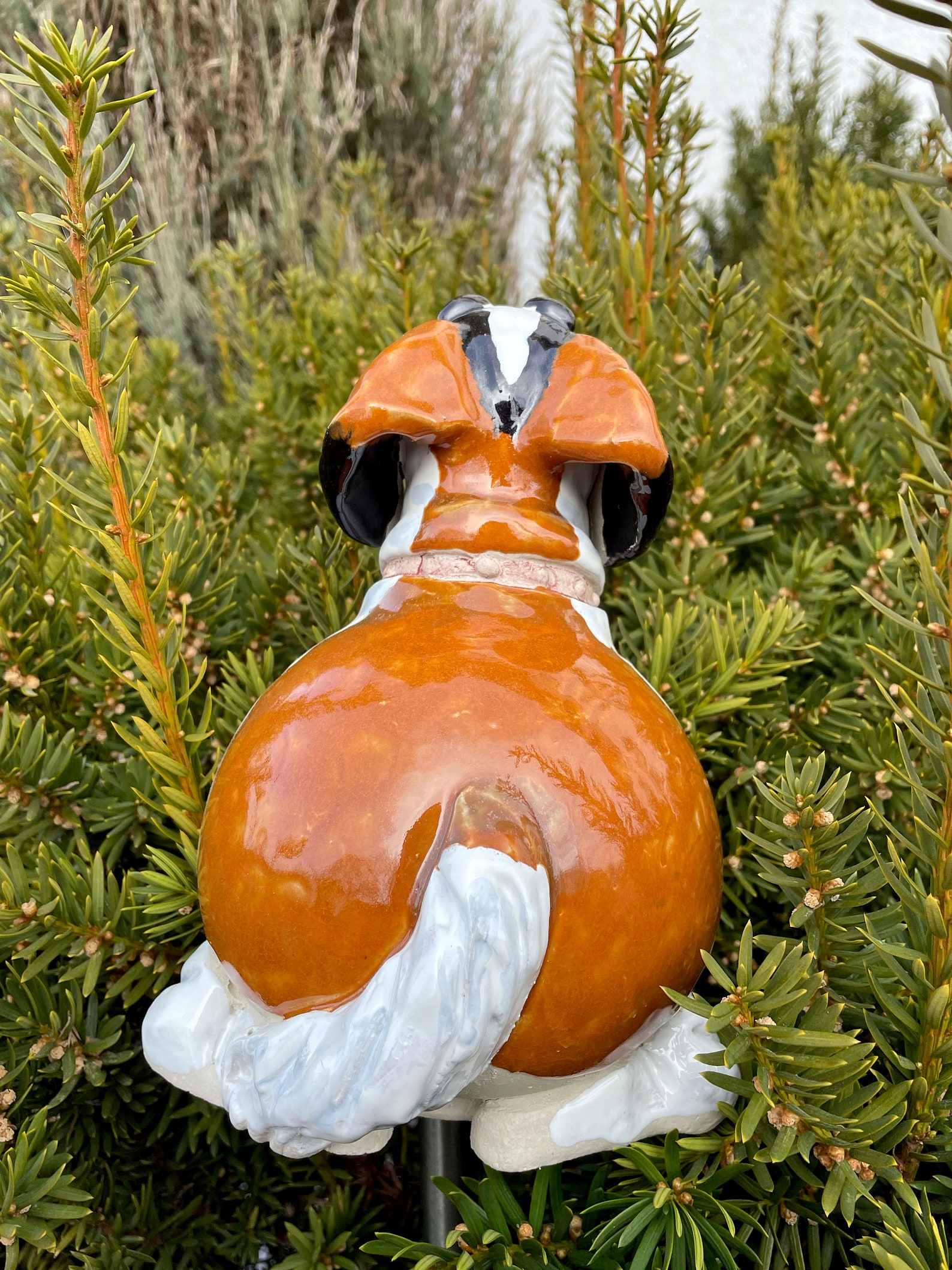 Ceramic Garden Dog Yard Decor Garden Decor Dog With Stake Etsy