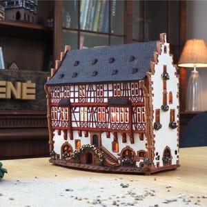 Handmade Ceramic Tea Light House: Goldschmiede Hanau Miniature Replica