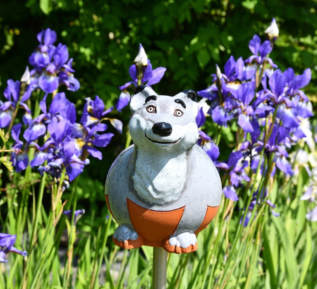 Ceramic Wolf Garden Decor Garden Stake Frostproof Handmade Etsy
