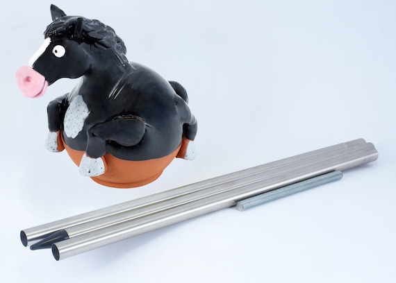 手作りの耐霜性セラミック製黒馬の庭の杭の装飾 - Etsy 日本