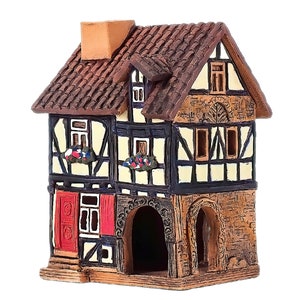 Midene Ceramic house Cone Incense Burner Room Decor Handmade Historic house miniature house  of the historic house Lauterbach S19-2