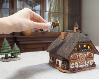 Ceramic Cuckoo Clock House: Black Forest Tea Light Candle Holder