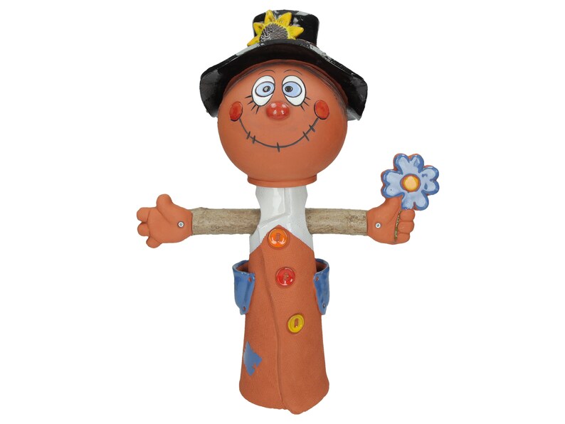 Scarecrow Garden Stake Garden Scarecrow Ceramic Scarecrow Etsy