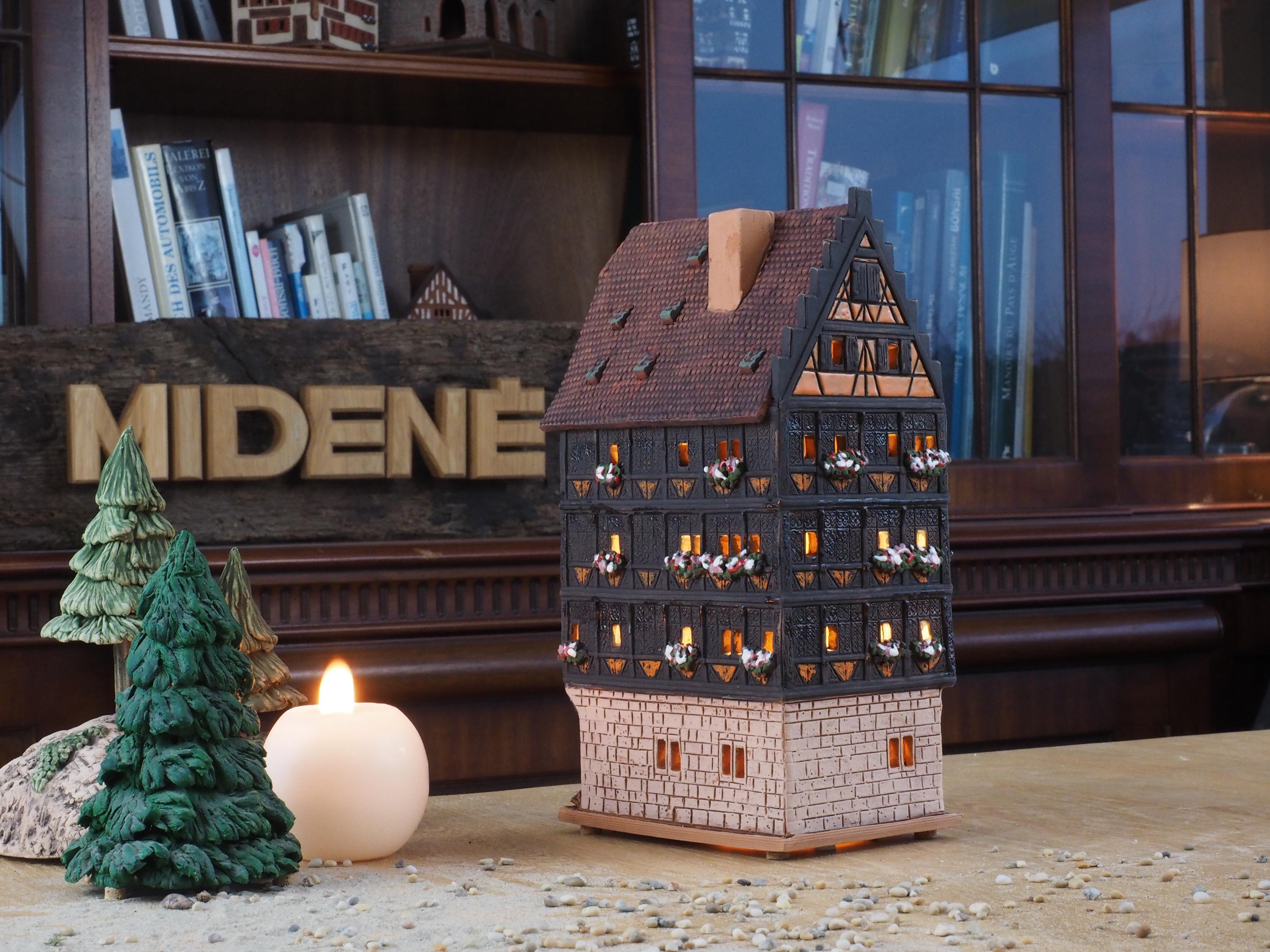 フランス Michel Dupuy 陶製ミニチュアハウス　No.217 Midene Ceramic Maison Kammerzell Candle Holder: Strasbourg