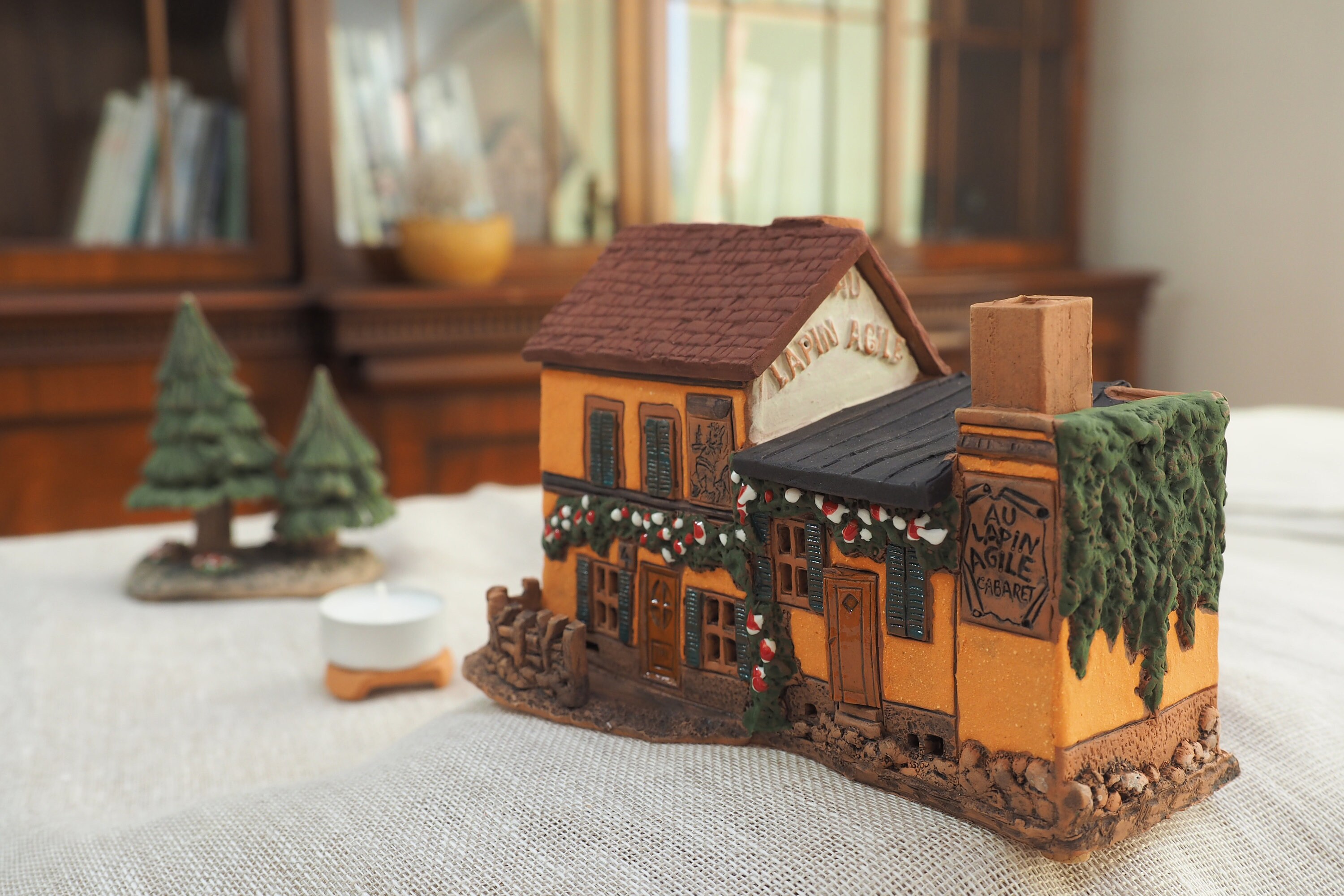 Handmade Ceramic Tealight Holder - Miniature of Cafe 