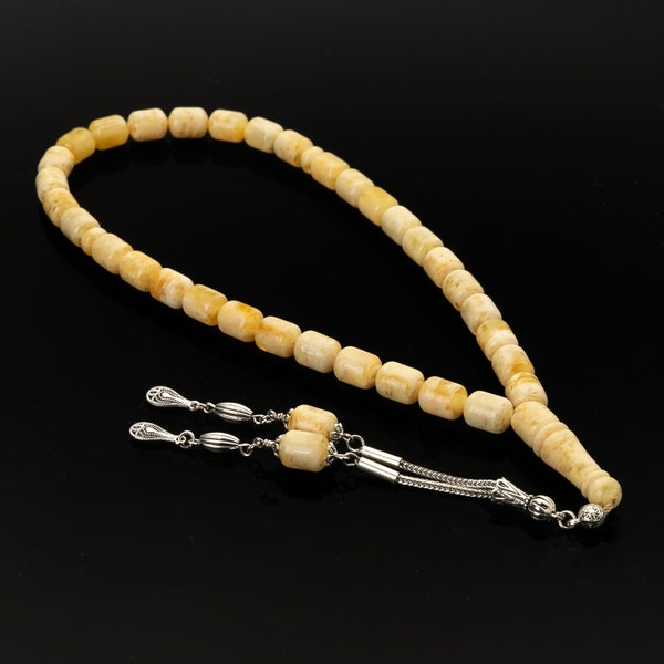 Amber Tasbih|33 Islamic Prayer Beads, 26g|White Amber|Kahraman|Amber Misbaha| Sibha| مسبحة