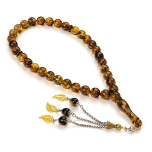 Handmade Muslim Rosary of Baltic Sea Amber|Green Amber|Amber Tesbih|33 Islamic Prayer Beads|Misbaha| Subha|Muslim Gift|مسبحة كهرمان|