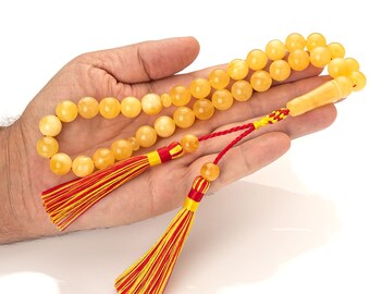 Genuine Amber Misbaha|33 Islamic Prayer Beads,42g|Tasbih|Misbaha| Rosary is carved from genuine amber stones