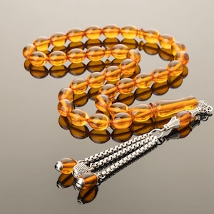 Handmade Amber Tasbih|33 Islamic Prayer Beads| Amber Misbaha|Sibha|Tesbih|كهرمان