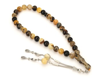 Genuine Amber-Amber Tasbih-33 Islamic Prayer Beads,27g-Amber Rosary-Кehribar-Amber Tesbih-Amber Misbaha