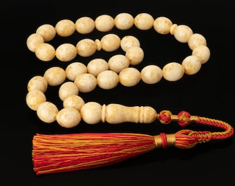 Unique Handmade Baltic Amber Misbaha -33 Islamic Prayer Beads, 40g - Amber Tasbih - Sibha