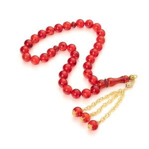 Amber Tasbih|Red Amber|33 Islamic Prayer Beads, 28g|Handmade|Amber Misbaha|Amber Tesbih|Kahraman|Muslim Gift|