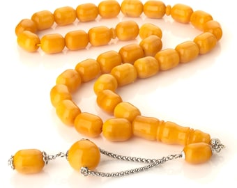 Handcrafted Baltic Amber Tasbih – Large 33 Honey Prayer Beads, Islamic Misbaha