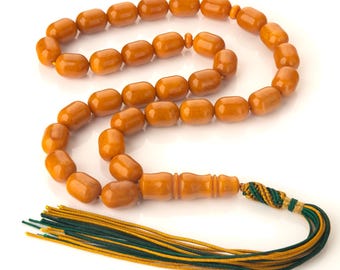 Baltic Amber Misbaha, Brend Old German Amber Tasbih, Handmade 33 Islamic Prayer Beads,