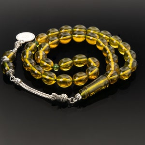 Amber Tasbih|Green Amber|33 Islamic Prayer Beads,55g|Amber Misbaha|Sibha|مسبحة عنبر|
