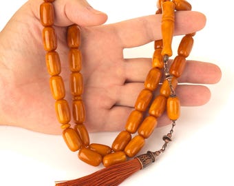 Large Baltic Amber Tasbih 33 Prayer Beads Old German Style Misbaha