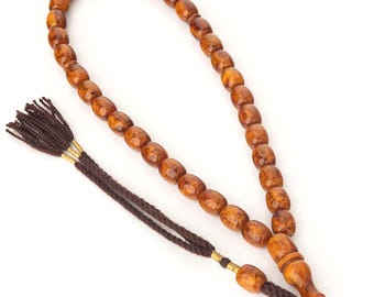 Amber Tasbih 33 Beads, Vintage Islamic Misbaha, Antique Style Amber Rosary