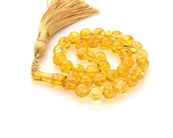 Handcrafted Baltic Amber Tasbih: 33-Bead Islamic Prayer Rosary