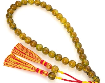 Tasbih in ambra verde: rosario musulmano fatto a mano, rosario islamico