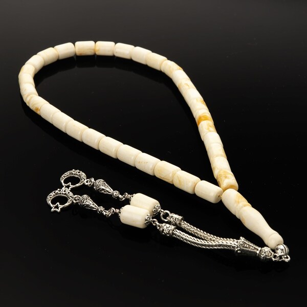 Ambre Tesbih|33 perles de prière islamiques, 40 g|Ambre blanc|Kahraman|Ambre Misbaha| Sibha| ??