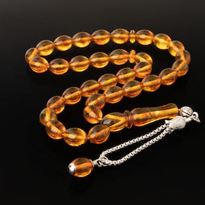 Handmade Amber Tasbih|33 Islamic Prayer Beads| Amber Misbaha|Sibha|Tesbih|كهرمان