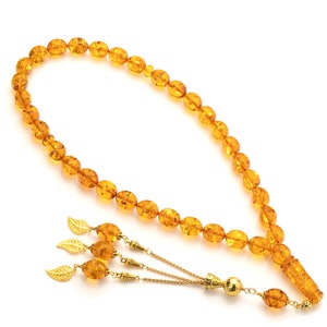 Amber Tasbih|Handmade|Islamic Prayer Beads, 63g|Muslim Rosary of Natural Baltic Amber|Kahraman|Tesbih|Misbaha| Subha|Muslim Gift|مسبحة عنبر