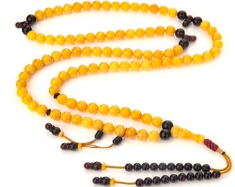 Tijani Tasbih de ámbar báltico – 100 cuentas de oración islámicas, Misbaha color caramelo, regalo musulmán hecho a mano