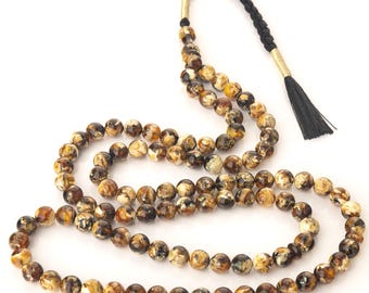 Baltic Amber 99-Bead Misbaha, Natural Islamic Prayer Rosary, Handmade Collectible Sibha