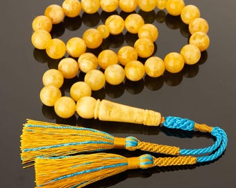 Baltic Amber Tasbih – 33 Handmade Islamic Prayer Beads