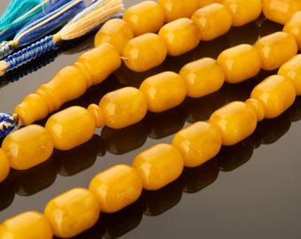 Tasbih artigianale in ambra baltica – 33 grani di preghiera in tuorlo d'uovo color miele