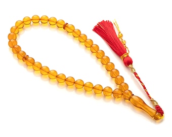 Baltic Amber Muslim Rosary: 33 Prayer Beads, Islamic Gift