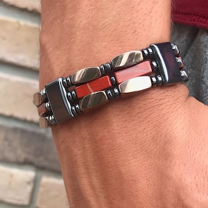 Magnetische armband heren magnetisch koper hematiet/rode jaspis-stenen/drievoudige sterkte/Quick Ship/magnetische armband met extra sterkte