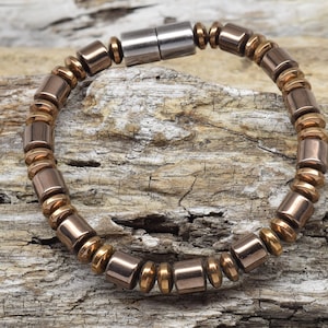 Magnetic Copper colored  hematite bracelet,Extra Strength bracelet, Men&#39;s copper bracelet, magnetic clasp, magnetic therapy, men&#39;s bracelet