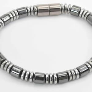 Men&#39;s Women&#39;s Magnetic Hematite Black & Silver Magnetic bracelet/Extra Strength Magnetic clasp/handmade/ Quick shipping/custom made