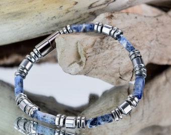 Magnetic Hematite & Sodalite Bracelet for Men and Women – Handmade in the USA