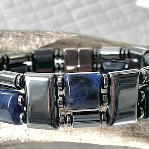 Blue Sodalite Bracelet/Anklet/Triple Strength/Sodalite Stones bring Calmness to the mind/ Goes great with denim jeans/Blue Magnetic Bracelet