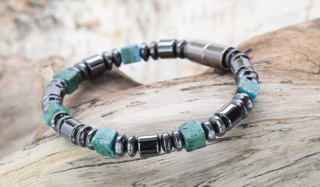 African Turquoise Bracelet/men's Women's Hematite