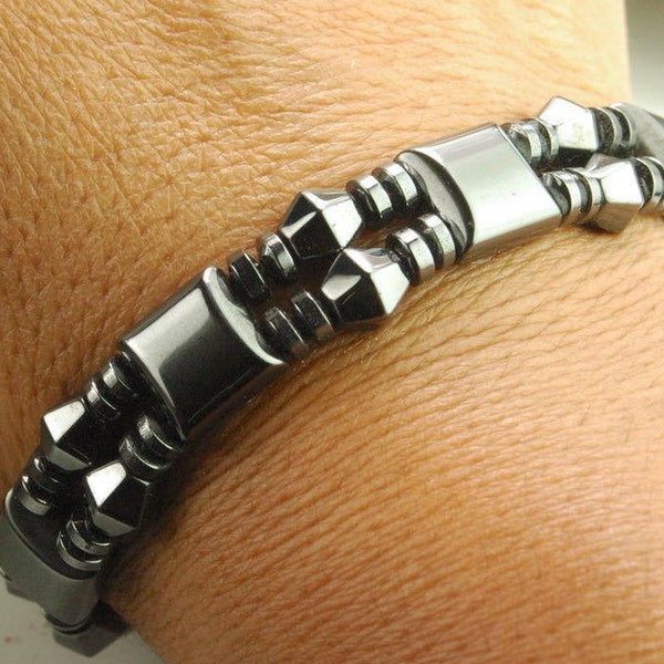 Double Strength Magnetic Bracelet/Men's or Women's made with Black Magnetic hematite Stones~Handmade for a custom fit/Quick Shipping