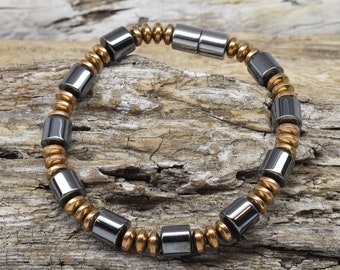 Large Black & COPPER Hematite Magnetic bracelet/Extra Strength Magnetic clasp/classic look/increases circulation/Strong magnetic pull