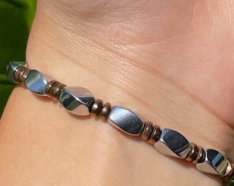 Magnetiskt armband i koppar och silver Herr/Dam/Klassisk look/Magnetiskt armband/Handgjort/Snabb leverans