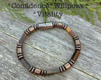 Tiger's Eye Copper Magnetic Bracelet/for confidence/willpower/ giving you courage to step out of your comfort zone/to achieve your goals