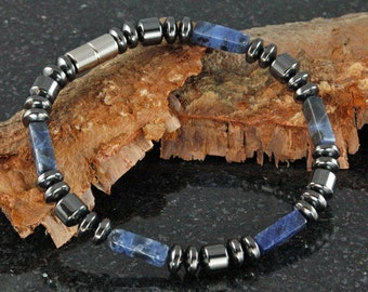 Blue Sodalite Stone Bracelet/Black Magnetic hematite stones /Blue sodalite healing power of calmness/Magnetic Bracelet/Best Seller !!!